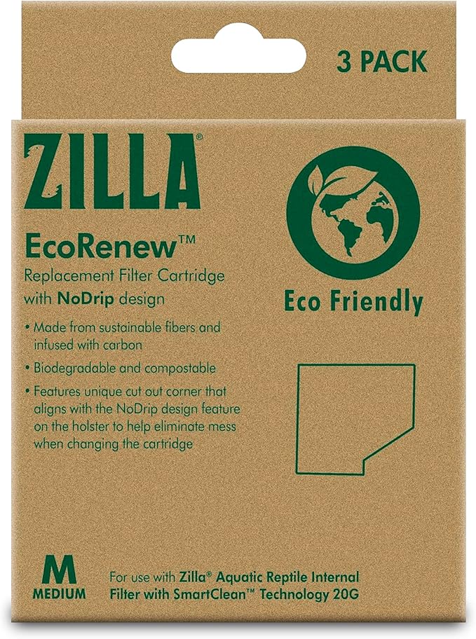 Zilla EcoRenew Filter Cartridges Aquatic Reptile Internal Filter with SmartClean Technology 20G, 3-Pack
