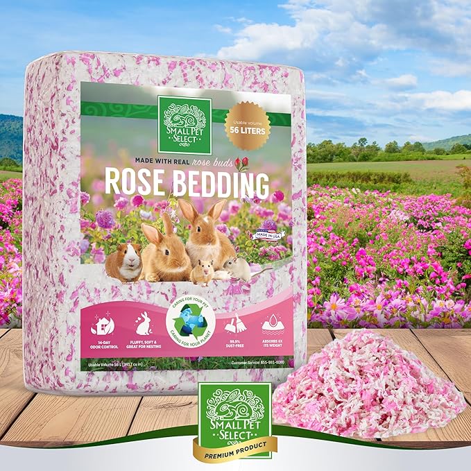 Small Pet Select - Natural Paper Bedding with Real Rose Petals. Rabbits, Guinea Pigs, and Other Small Animals, 56L