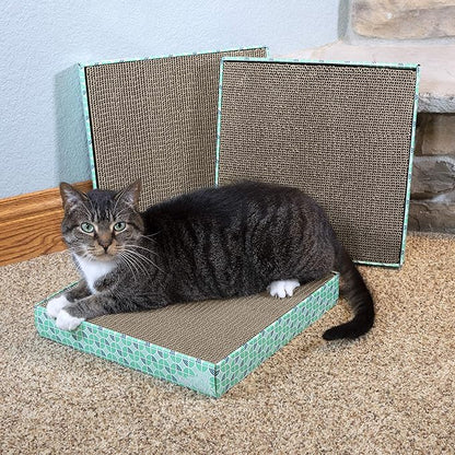 Kitty City XL Wide Corrugate Cat Scratchers 3 Pieces, Cat Scratching, Cat Scratch Pad, Door Clips, Furniture Protectors from Cat Scratching