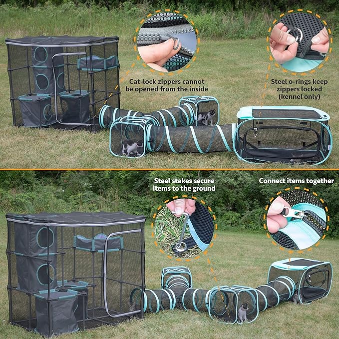 Kitty City Outdoor Catio Furniture and Play Kits for Cats, Outdoor Mega Kit