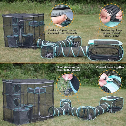 Kitty City Outdoor Catio Furniture and Play Kits for Cats, Outdoor Mega Kit