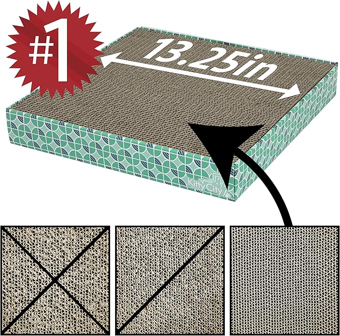 Kitty City XL Wide Corrugate Cat Scratchers 3 Pieces, Cat Scratching, Cat Scratch Pad, Door Clips, Furniture Protectors from Cat Scratching